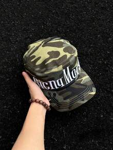 American Flat-Top Color-Block Large Letter Lip Embroidery Flat-Top Baseball Cap Men And Women Hip-Hop Camouflage Street Military Cap - Camouflage Riding Hat - View 1