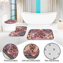 1pc/4pcs Pink Bow Christmas Tree Pattern Multifunctional Bathroom Decor Shower Curtain Set, Free 12 Hooks, Premium Holiday Atmosphere, Bathroom Mat, U-Shaped Rug And Round Toilet Lid Cover, Suitable For All Occasions, Bathroom Set - Pink Bow Christmas Tree - View 6
