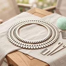 6pcs/1set Round Knitting Loom Set, DIY Crochet Wooden Threading Tool Set, Includes Multi-Functional Comb, Crochet Handmade Gift, Can Knit Round Wall Hangings, Wreaths, Earrings, Sewing Clothing Supplies - Multiple Styles - View 3