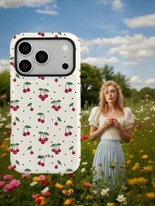 GIIPPA 1pc Apricot Base With Cherry Pattern Design, Phone 17 Pro Max Phone Case, Compatible With Phone 16 Pro Max, 15 Pro Max, 14 Pro Max, Korean-Style High-End Fashionable And Fun Phone Case, Suitable For 11/12/13/14/15/16 Pro Max Plus, Elegant Design For Men And Women, Perfect Gift For Girlfriend On Christmas, Valentine's Day, Easter, Wedding Season And Birthday! - Multicolor - View 7