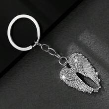 1pc Fashion Angel Wings Keychain - Shiny Rhinestone Angel Wings Key Ring, Enamel Angel Wings Pendant Key Chain, Bag Charm Wallet Accessory, Silver Metal Wings Pendant Key Ring Bag Accessory/Bag Charm, Unisex, Faux Rhinestone Wings Shape Bag Charm, Car Key Backpack Key Chain, Couple Daily Gift, Cute Wings Keychain Bag Accessory - Multicolor - View 8