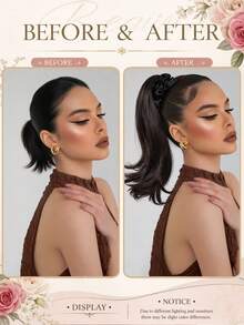 12 Inch Curly Ponytail Heat-Resistant Synthetic Fiber Cloud-Shaped Claw Clip Ponytail Wig Smooth Wavy Ponytail For Women Daily Wear & Special Occasions - Multicolor - View 3