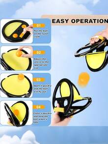 1 Set Outdoor Sports Hand-Held Ball, Hand-Thrown Ball And Catching Reaction Trainer, Black/Blue/Green/Pink 4 Colors Optional, Indoor Party Interactive Table Tennis Trainer, Outdoor Sports Racket, Two-Person Interactive Toy, Adult Fitness Educational Toy, Home Outdoor Gym Group Game - Multicolor - View 9