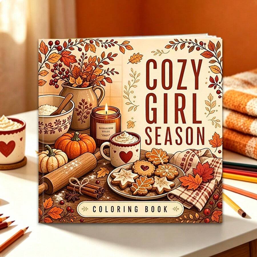 1pc, Autumn Theme Adult Coloring Book, 2026 Autumn Latest Style, Suitable For Adults To Relieve Stress, Pens Not Included - Single Piece - View 1