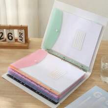 12pcs A4 Extra Wide Expandable File Folders (12 File Bags + 12 Label Cards) Heavy Duty PP Plastic Document Organizer With Locking Device, 11-Hole Snap Closure - Compatible With Binder, Suitable For School, Office And Home Storage Organization - Multicolor - View 1