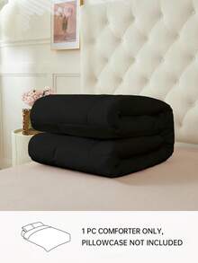 1pc Quilted Comforter Insert - All-Season Quilted Comforter, Down Alternative Comforter Insert - Black - View 3