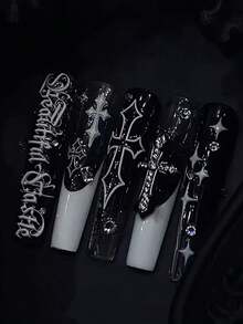 1pc Vintage Y2K Gothic Letter & Number 3D Nail Art Silicone Mold DIY Decor - Clear - View 12
