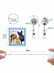 Personalized Pet Photo Bag Charm, Fan-Shaped Frame Bow Floral Plaid Backpack Accessory - Multicolor - View 6