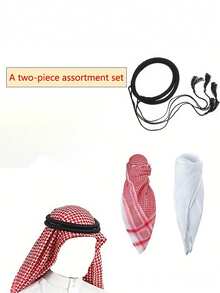 2pcs Set - Jacquard Wave Pattern Large Men's Headscarf, Headband, Desert Scarf, Outdoor Bandana For Men, Sun Protection, Quick-Drying, Breathable, Lightweight Printed Style, Windproof Scarf Headband! - Multicolor - View 2