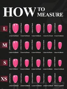 JUTI 10pcs Y2K Neon Pink Press-On Nails, Short Almond & Square Glossy Vintage Fake Nails, Reusable, Suitable For Daily Wear & Spring Festivals, Holiday & Everyday Manicure Set, Includes 1 Nail File & 1 Jelly Glue - Hot Pink - View 3