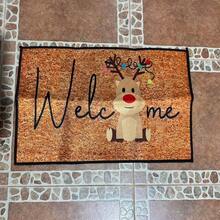 1pc Lightweight Crystal Velvet Rug, Christmas Reindeer Cartoon Welcome Mat, Non-Slip Machine Washable Quick Dry Floor Mat, Indoor Outdoor Use For Hallway Kitchen Bedroom Bathroom, Multiple Sizes, Christmas Halloween Thanksgiving Fall Home Decor - Multicolor - View 14