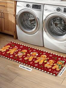 1/2pcs Christmas Kitchen Decor Rugs, Merry Christmas Gingerbread Man Design, Winter Kitchen Carpets And Mats, Non-Slip Washable Absorbent Kitchen Accessories Decorative Floor Mat, Christmas Holiday Gift! - Multicolor - View 16