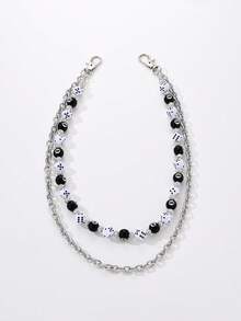 1pc Hip Hop Punk Style Dice Black Rhinestone Beaded Chain Waist Chain, Suitable For Waist Decoration And Party Wear - Multicolor - View 7