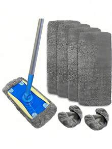 1/5pcs Reusable Washable Microfiber Mop Replacement Pads, Soft Absorbent Flat Mop Head Covers, Easy To Install, Machine Washable. Fit For Kitchen, Bathroom, Living Room & Office, Great For Daily Hard‑Floor Dust And Stain Cleaning - Multiple Styles - View 5
