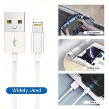 1m USB To Lightning Data Cable | Fast Charging Cable Compatible With Iphone 14, 14 Pro Max, 13/12/11/X/XS/XR/XS, Made Of Oxygen-Free Copper, USB-A To Lightning Cable, 3.3ft (1m), Fast Charging Cable, USB-A Power Output Charging Cable, Compatible With IPhone 14/13/12/11/XS/XR/X/8/ - White - View 11