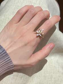 5pcs/Set Cincin Terbuka Modis Seri Bunga untuk Wanita - MultiWarna - View 2