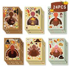 somoving 12pcs Thanksgiving Stickers Turkey Pumpkin Corn Maple Leaf Decals DIY Dress-Up Stickers Holiday Party Gift Bag Filler Toy Stickers Handmade Stickers - Multicolor - View 4