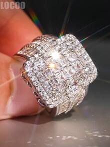 1pc Romantic Cubic Zirconia Ring For Women, Wedding Engagement Party Jewelry, Valentine's Day Gift - 1# - View 4
