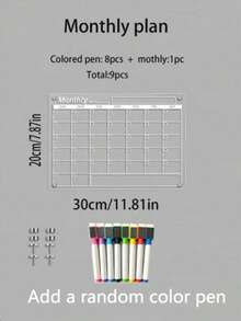 1pc Transparent Acrylic Magnetic Message Board, Weekly Planner/To-Do List Erasable Magnetic Fridge Magnet, Suitable For Home And Office Users (Includes 1 Whiteboard Marker) - Clipboard - View 13