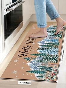 1/2pcs Christmas Diatomaceous Earth Mat, Vintage Cedar Pattern, Super Absorbent, Non-Slip, Perfect For Bathroom, Kitchen And Dining Room, Quick Drying, Ideal Home Decor And Bathroom Mat Gift - Multicolor - View 17