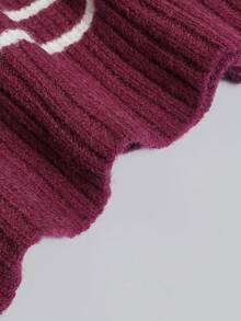 Aflion Women's Summer Autumn Striped Knit Vest, V-Neck Front Button Sleeveless Cropped Sweater Vest - Burgundy - View 5