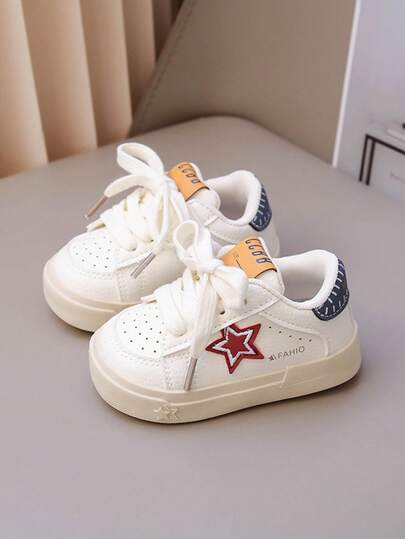 1 Par de Sapatos de Caminhada para Bebê com Padrão de Estrela Novo, Sola Macia e Antiderrapante, Sapatos Esportivos Versáteis e da Moda para Meninos e Meninas, Adequados para Uso Diário ao Ar Livre