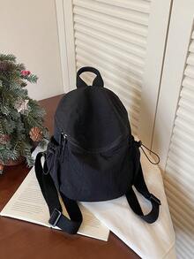 Nylon Fabric Backpack New Fashion Korean Style Double Shoulder Bag Student School Large Capacity Bookbag - Black - View 3