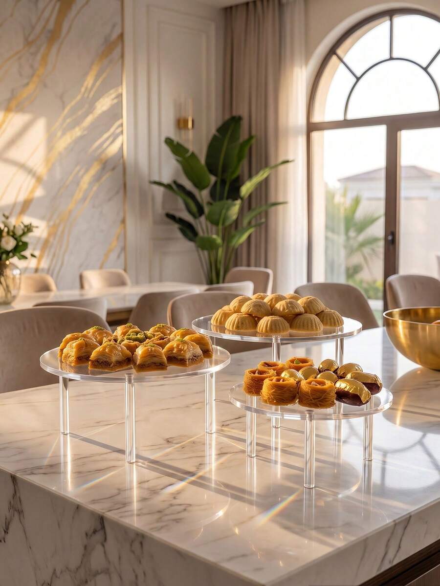 Soporte de acrílico transparente para postres, estante redondo para exhibición de pasteles para baklava, bodas y fiestas - transparente - Ver 1