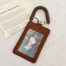 Minimalist PU Card Holder, Simple And Elegant Exclusive Design, Portable, Can Hold Bus Card, IC Card, Work Card, ID Badge, Comes With A Detachable Retractable Chain, Key Chain With Adjustable Length - A - View 9