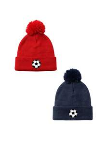 1/2pcs Unisex Print Soccer Knitted Beanie Hat,Soft Warm Winter Cap For Outdoor Activities,Daily Wear,Cold Weather - Multicolor - View 26
