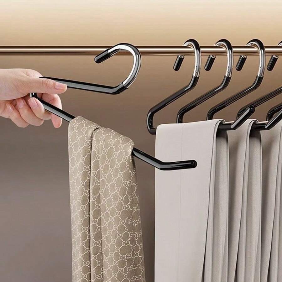 5/10/20pcs Space-Saving Goose-Shaped Z-Type Pants Rack, Durable Metal Material Multi-Function Pants Storage Home Supplies, Clothing Store Pants Display Hanger