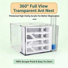 Star Cube Acrylic Transparent Ant Nest | 360° Panoramic Observation + Automatic Humidification System, Escape-Proof Easy Cleaning, Student Science Education Exotic Pet Breeding Habitat - Clear - View 3
