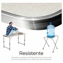 Mesa Plegable Para Camping || Picnic Ajustable 1.20 Portátil 4 Sillas - Negro - Ver 6
