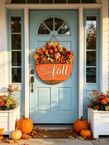 Autumn "Welcome" Hanging Decor, Round Wreath Design, Suitable For Entryway Decoration, Applicable For Autumn Celebrations And Thanksgiving Home Decor, Perfect Autumn Home Decor Item - Multiple Styles - View 5