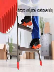 2/4pcs Non-Slip Rubber Ladder Feet Pads - Universal Replacement Anti-Slip Pads With Textured Toe Design (Black/Red/Grey/Blue), Ladder Safety Accessories, Suitable For Various Indoor/Outdoor Uses, Home/Office/Construction Site - Multicolor - View 6