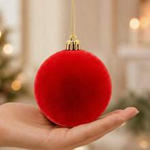 1pc 10cm Christmas Velvet Decorative Ball, Soft Velvet Texture Round Hanging Ornament, Multi-Color Options, Holiday Atmosphere Decoration, Suitable For Christmas Tree, Home Party, Festive Events And Indoor Decor - Multicolor - View 5