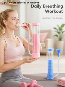 2/1pc Portable Breathing Dumbbell (Facial & Abdominal Muscle Training, Adjustable Resistance) - Diaphragmatic Breathing Trainer, Lung Capacity Exerciser, Suitable For Core, Abdominal & Pelvic Floor Muscle Workout, Helps You Shape A Slim Face - Multicolor - View 14