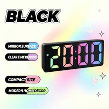 Minimalist LED Digital Alarm Clock - Large Screen Clock Suitable For Living Room, Bedroom And Office | Modern Desktop Clock For Home Decor & Time Management - Multicolor - View 12