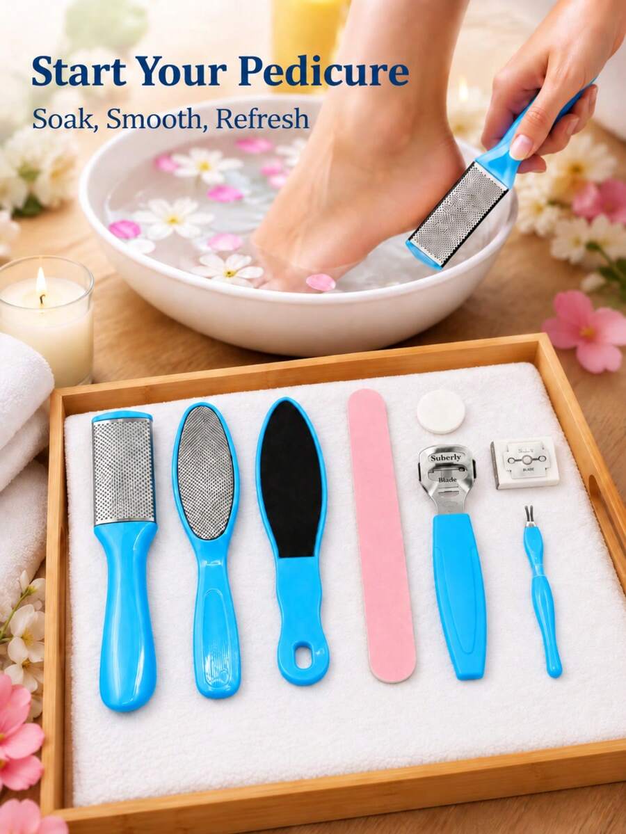 Kikir Kaki Dua Sisi dari Baja Tahan Karat, Alat Penghilang Kapalan Kaki, Kikir Kaki Logam untuk Menghilangkan Kulit Kasar dan Kulit Mati, Alat Perawatan Kaki Pengikis Tumit, Perlengkapan Perawatan Kaki Profesional, Cocok untuk Spa Rumahan, Manikur, dan Aksesori Perawatan Kaki - MultiWarna - View 1