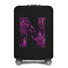 Vibrant Artistic Letter Print Elastic Luggage Cover, Dustproof & Scratch-Resistant Suitcase Protective Sleeve, Fits 18-32 Inch Travel Rolling Luggage - Black - View 65