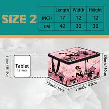 Multi-Size, Multi-Pattern Christmas Santa Claus Corgi Floral Bow Print Foldable Storage Box With Zipper Handle, Upgraded Fabric Large Capacity Storage Bin For Wardrobe, Dorm, Under Bed, Clothes, Bedding, Toys, Miscellaneous Items, Home Organization And Moving - Multi-color - View 16
