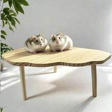 1pc Fan-Shaped Corner Solid Wood Hamster Platform Table, Small Pet Cage Nest, Landscape Decoration, Easy To Install, Climbing Interactive Standing Toy, All-Season Use - A - View 1