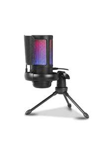 1pc USB Plug RGB Gaming Condenser Microphone, Plug And Play Computer Microphone With Noise Reduction, One-Key Mute, Echo Volume Control, Rotary Gain Knob, Suitable For Live Streaming, Podcast, Video, Gaming Voice - Black - View 14