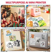 PRINHSJI Printer Stiker Suara AI, Printer Mini Termal Tanpa Tinta Portabel dengan Generasi Suara AI & Layar HD, Untuk Gambar, Foto, Catatan, Jurnal, Penggunaan di Rumah/Sekolah/Kantor/Perjalanan, Wujudkan Ide Anda Kapan Saja, Di Mana Saja - MultiWarna - View 9