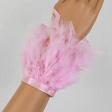 1pc Women's Snap Feather Bracelet, Natural Fluffy Feather Cuff, Elegant Charming Gift, Daily Decoration, Halloween - Multicolor - View 11