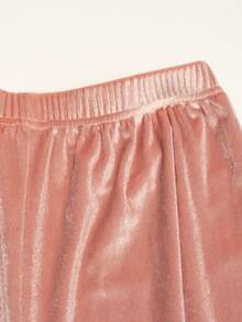 Teen Girl Gold Velvet Fabric Sleepwear 2 Pieces Set,Lapel Button Bow Long Sleeved+Bow Decorated Pants,Soft And Warm Teen Autumn And Winter Home Wear - Pink - View 8