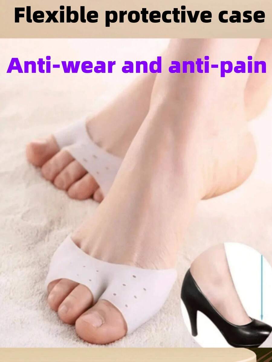 1 Pair/2 Pairs/3 Pairs White Honeycomb Breathable Silicone Foot Protection Covers, Anti-Friction, Sole And Side Protection, Unisex, One Size, Can Be Worn With Shoes - White - View 1