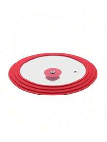 1pc Universal Round Pot Lid For Pots, Pans Cookware Tempered Glass Lid For Skillets With Silicone Rim Replacement Lid For Frying Pan - Multicolor - View 2