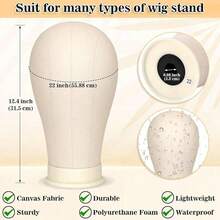 Kepala Wig Kanvas untuk Display Gaya Rambut dan Pembuatan DIY, Manekin Pelatihan 22 inci dengan Dudukan Tripod - View 3