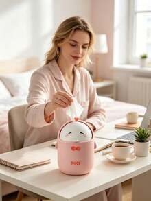 1pc Cute Desktop Trash Can With Flip Lid And Removable Inner Bucket, Easy To Clean; Lightweight And Portable Waste Container, Suitable For Bedroom, Office, Desk, Car And Vanity - Multiple Styles - View 11